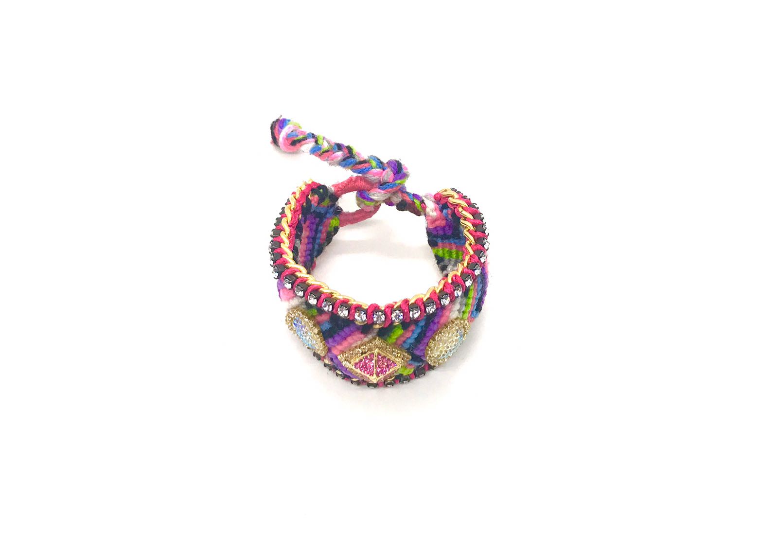 Luxury friendship bracelet- pink green mix- AB raisin- pink ribbon