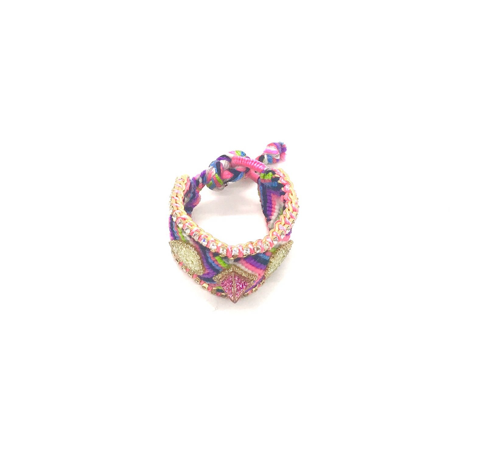 Luxury friendship bracelet- pink green mix- AB raisin- light pink ribbon