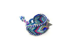 Luxury friendship bracelet- blue mix- navy crystal- blue ribbon