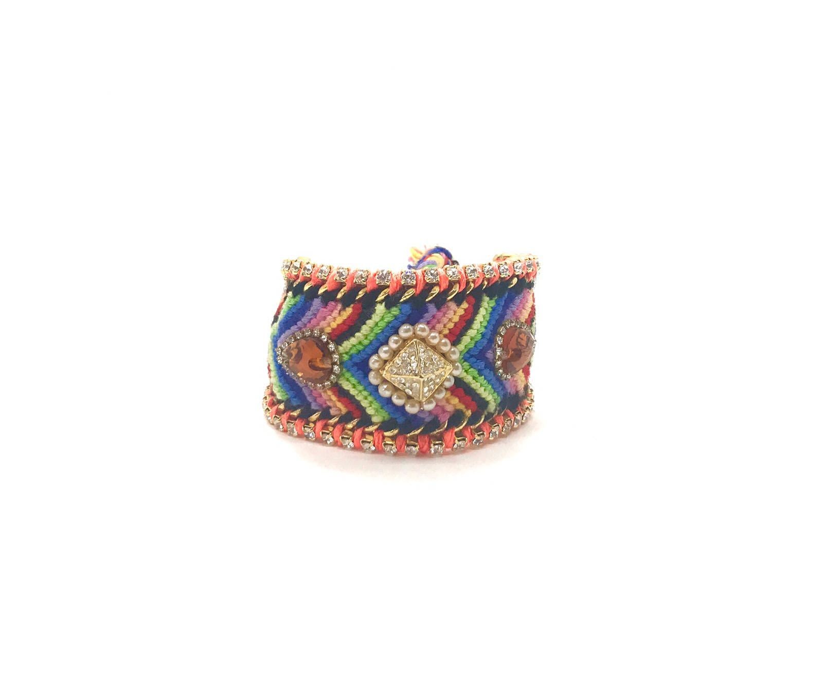 Luxury friendship bracelet- blue grey mix- light blue crystal- light blue ribbon